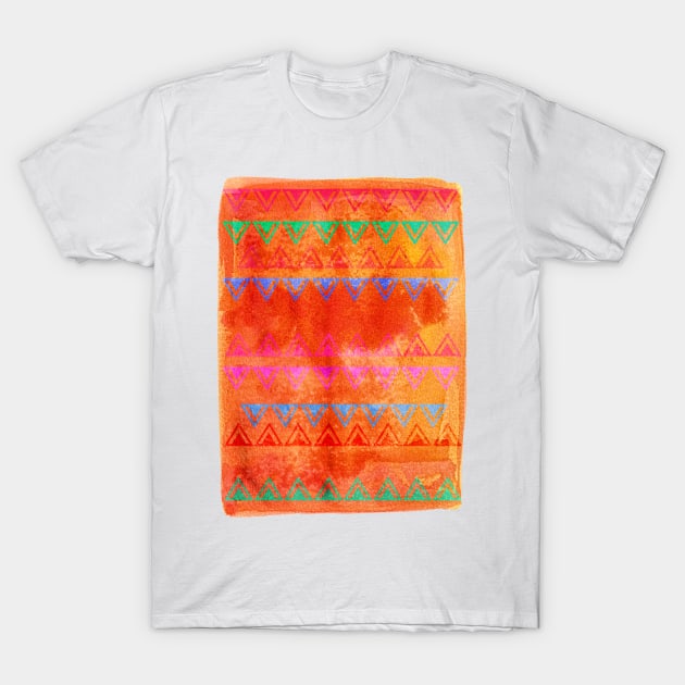 Abstract Bunting Watercolor Painting in Hot Pink, Orange, Mint & Blue T-Shirt by micklyn